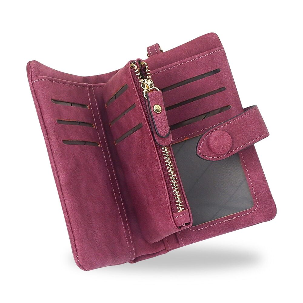6872 Small Wallets , Faux Suede Leather Multi Card Holder RFID Blocking